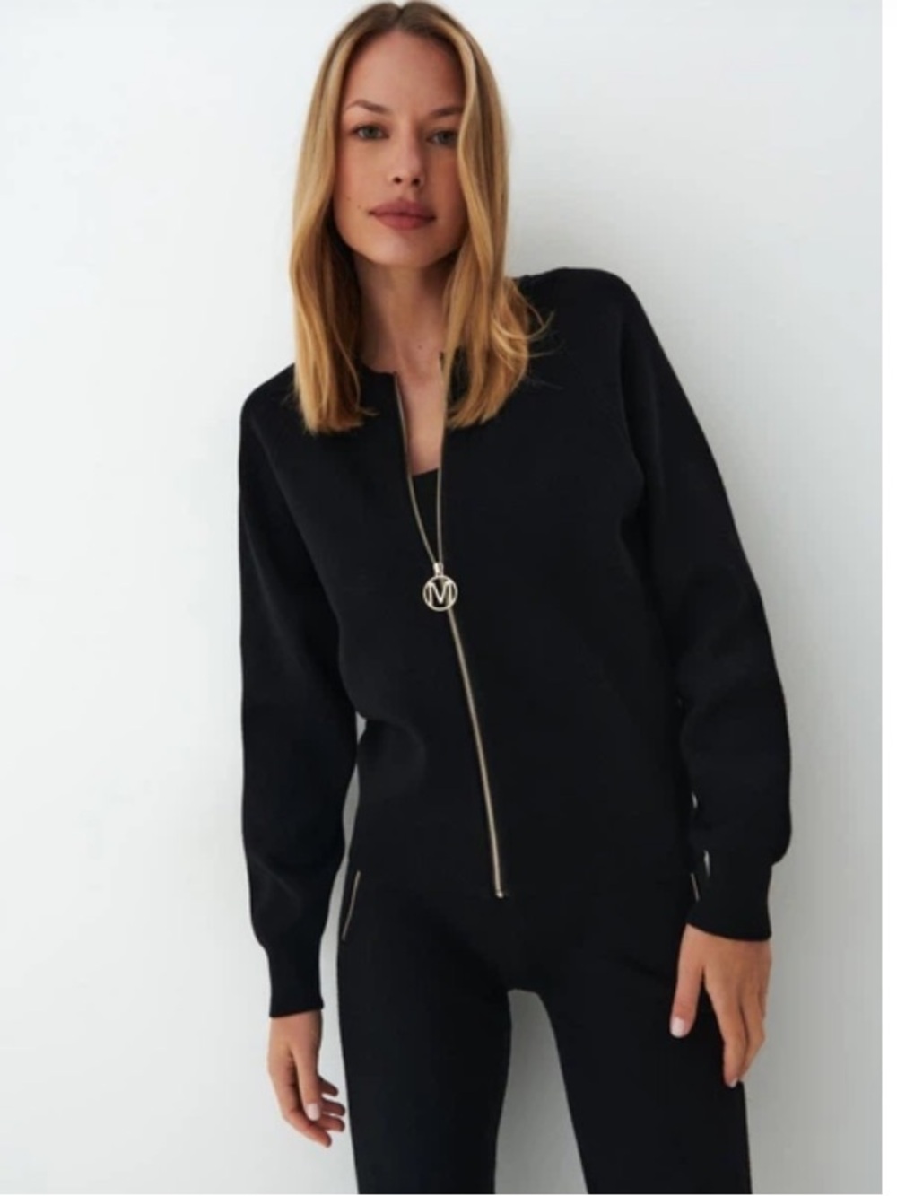 Zip up black sweater - NWT Mohito sweater gold zip size large